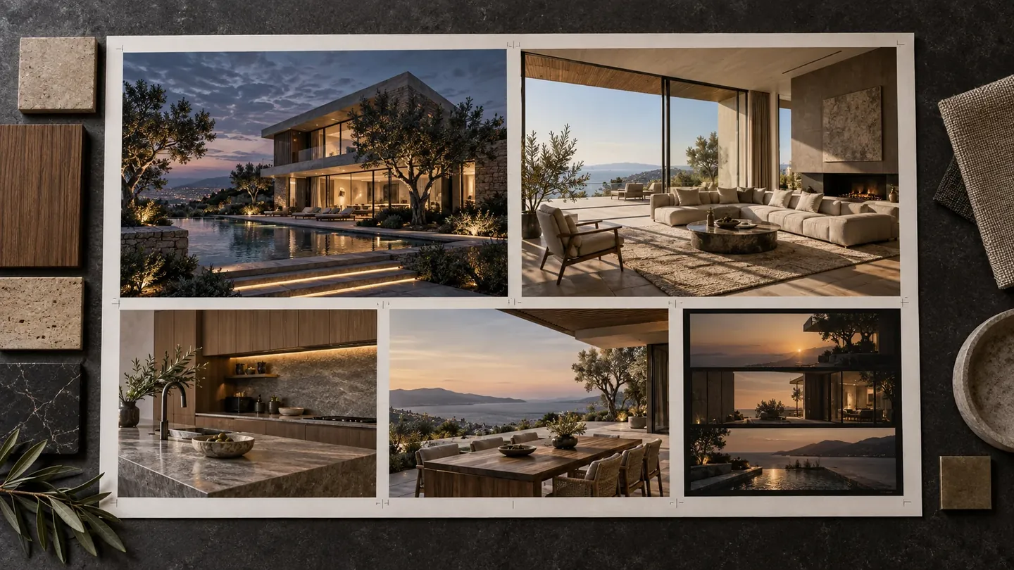 Sample board of AI visualization frames