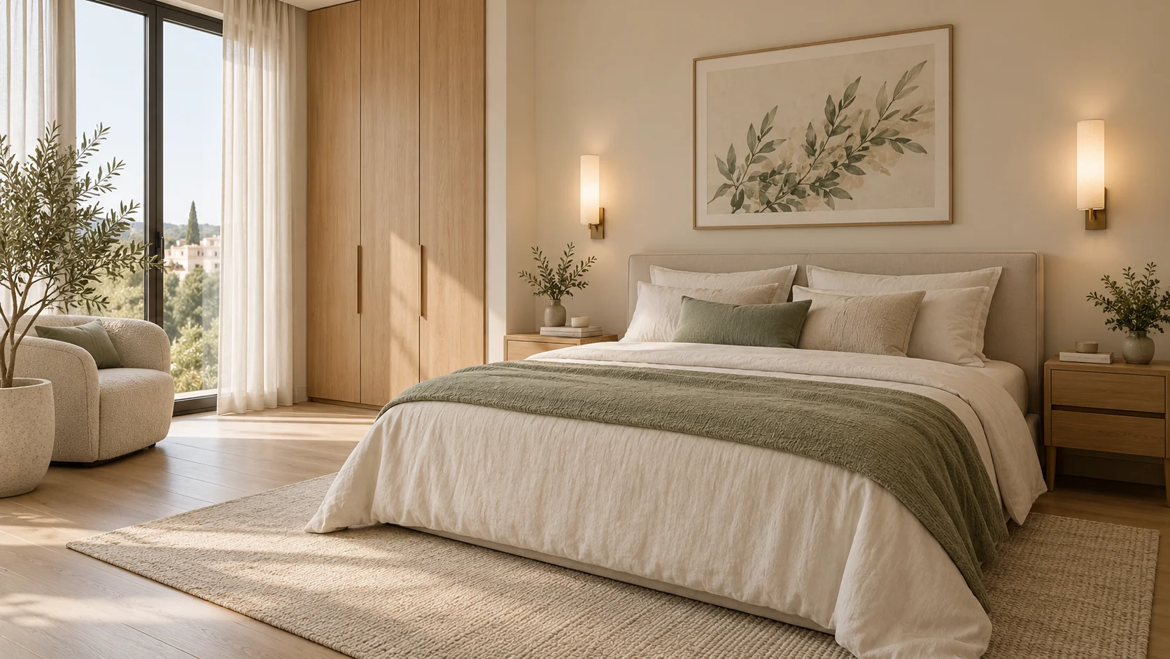 Interior render of an apartment bedroom