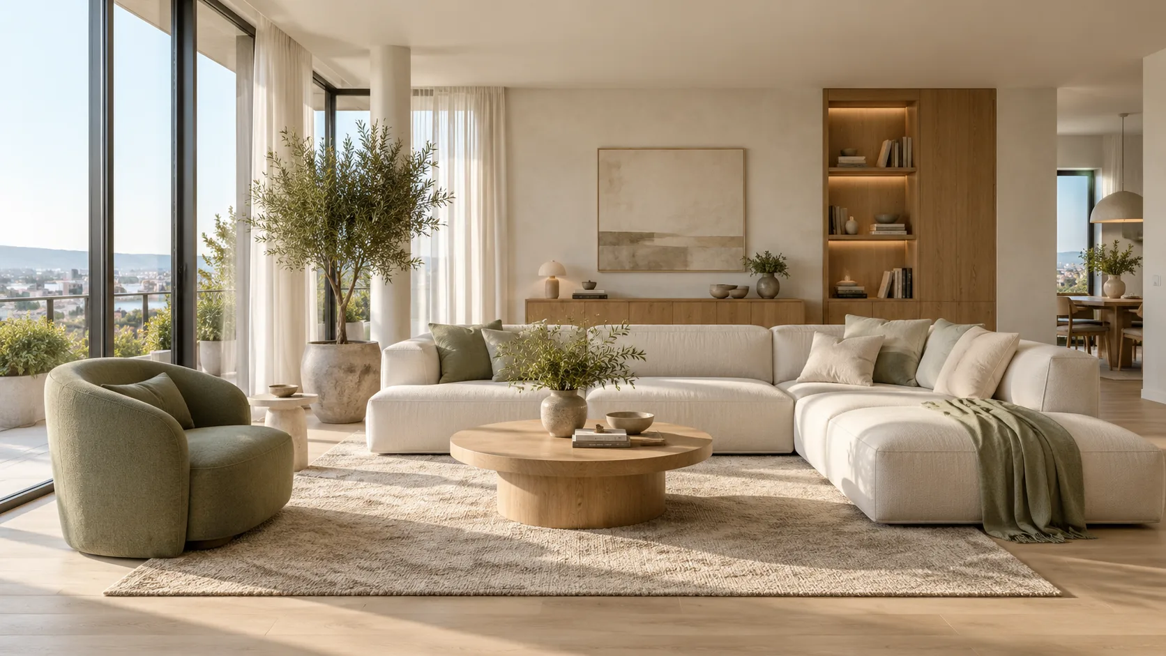 Interior render of an apartment living room